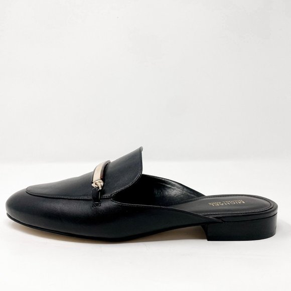 Michael Kors Nadia Leather Slide Loafer Mules Shoes Black Sz 9 - Picture 2 of 8